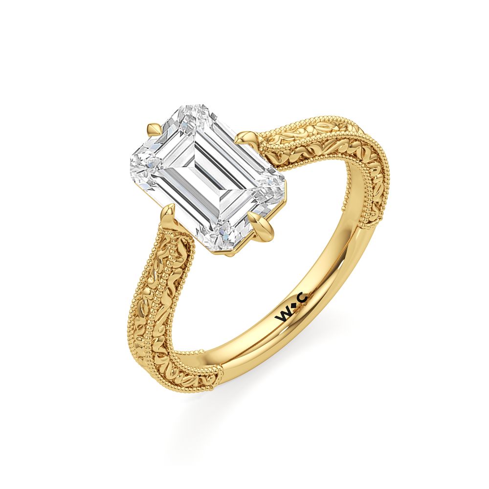Emerald Cut The Elodie Ring with Lab Grown Diamond in 14KT Yellow Gold view 3
