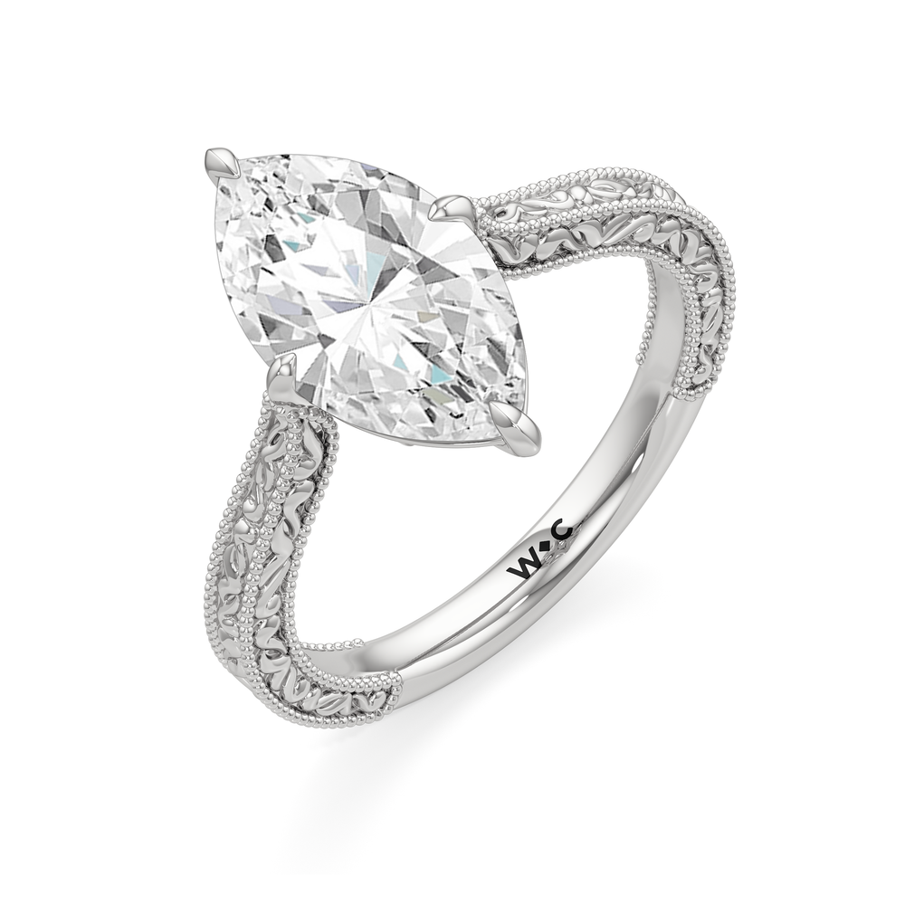 Marquise Cut The Elodie Ring with Lab Grown Diamond in 14KT Platinum view 3
