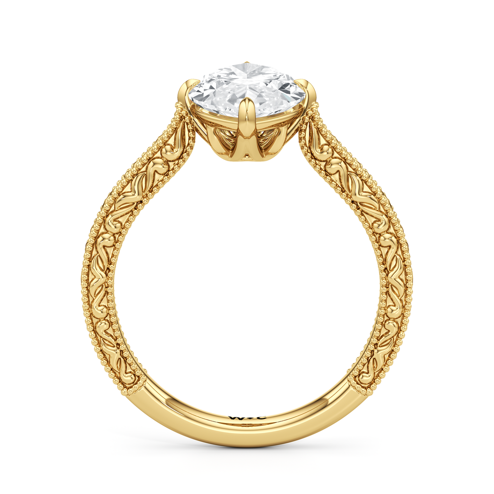 3.00ct Marquise Seraphine Low-Profile Lab Diamond Engagement Ring with 3 Cut Diamond in 14KT Marquise view 3
