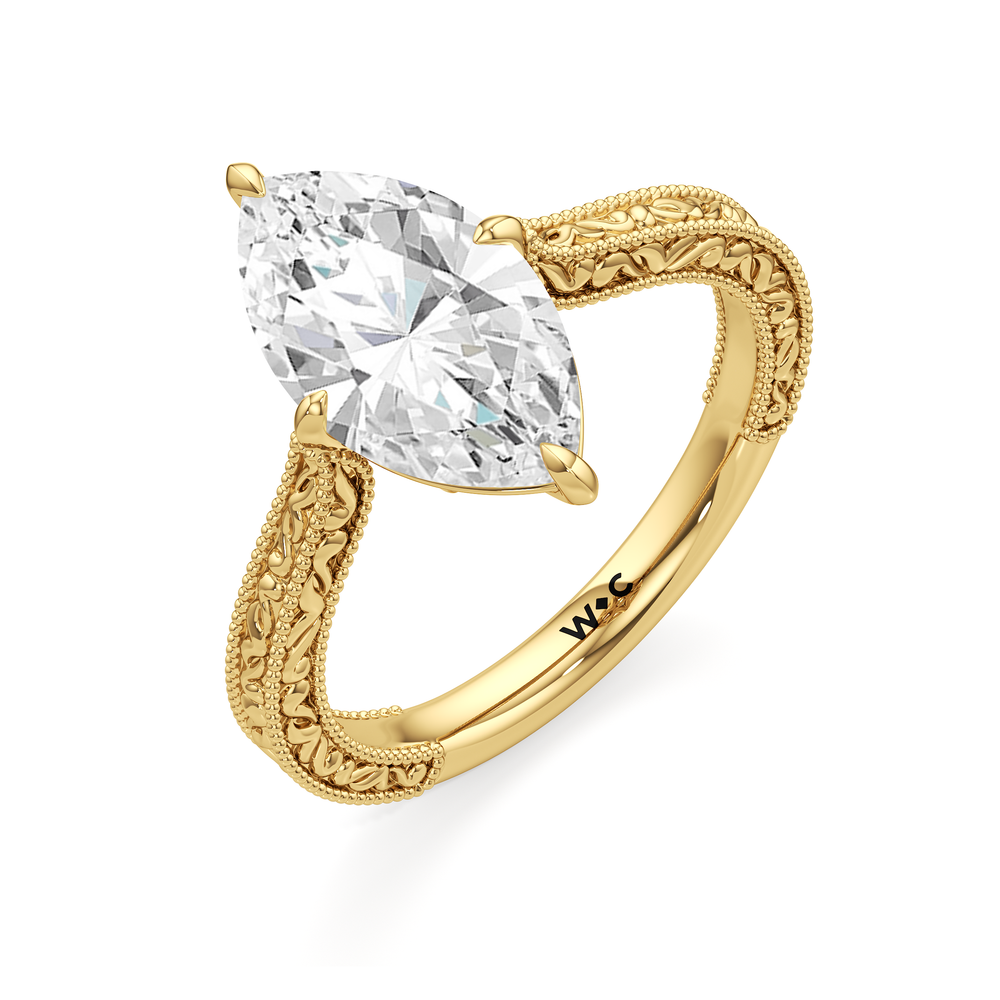 3.00ct Marquise Seraphine Low-Profile Lab Diamond Engagement Ring with 3 Cut Diamond in 14KT Marquise view 4
