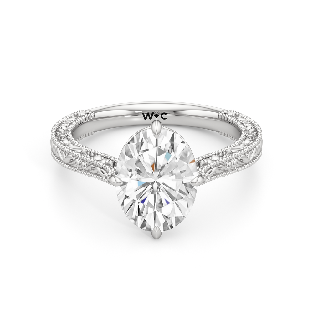 The Seraphine Low-Profile Ring with Oval Cut Diamond in 14KT Platinum view 2
