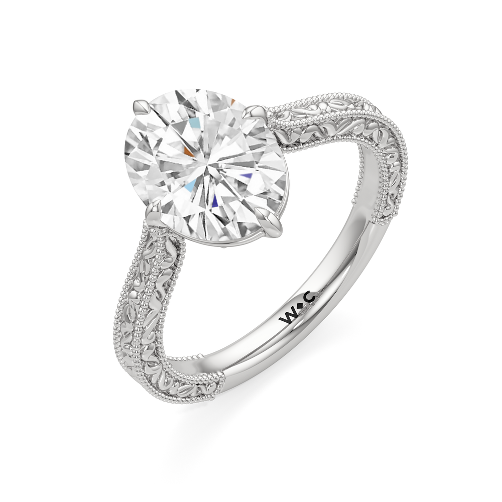 Oval Cut The Elodie Ring with Lab Grown Diamond in 14KT Platinum view 3
