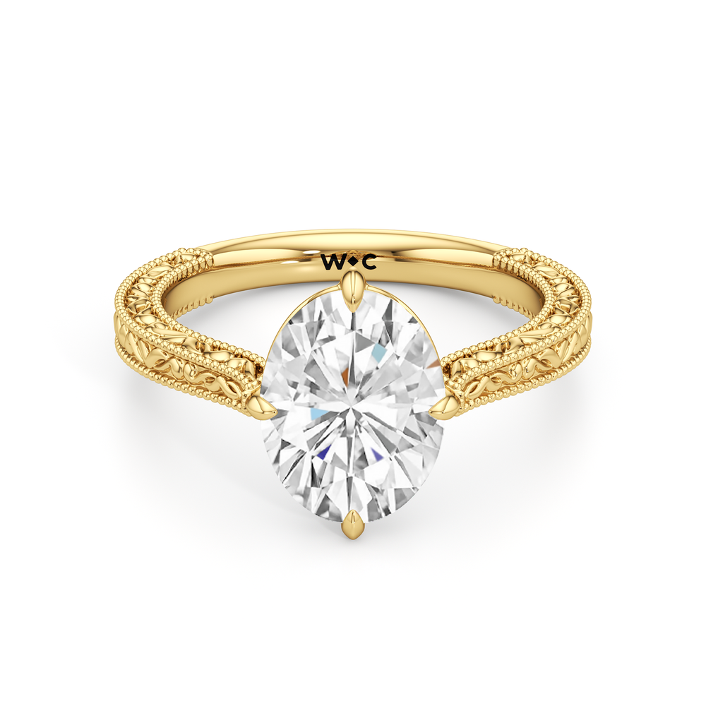The Seraphine Low-Profile Ring with Oval Cut Diamond in 14KT Yellow Gold view 2
