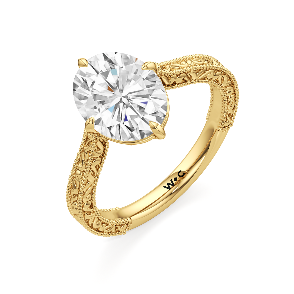 Oval Cut The Elodie Ring with Lab Grown Diamond in 14KT Yellow Gold view 3
