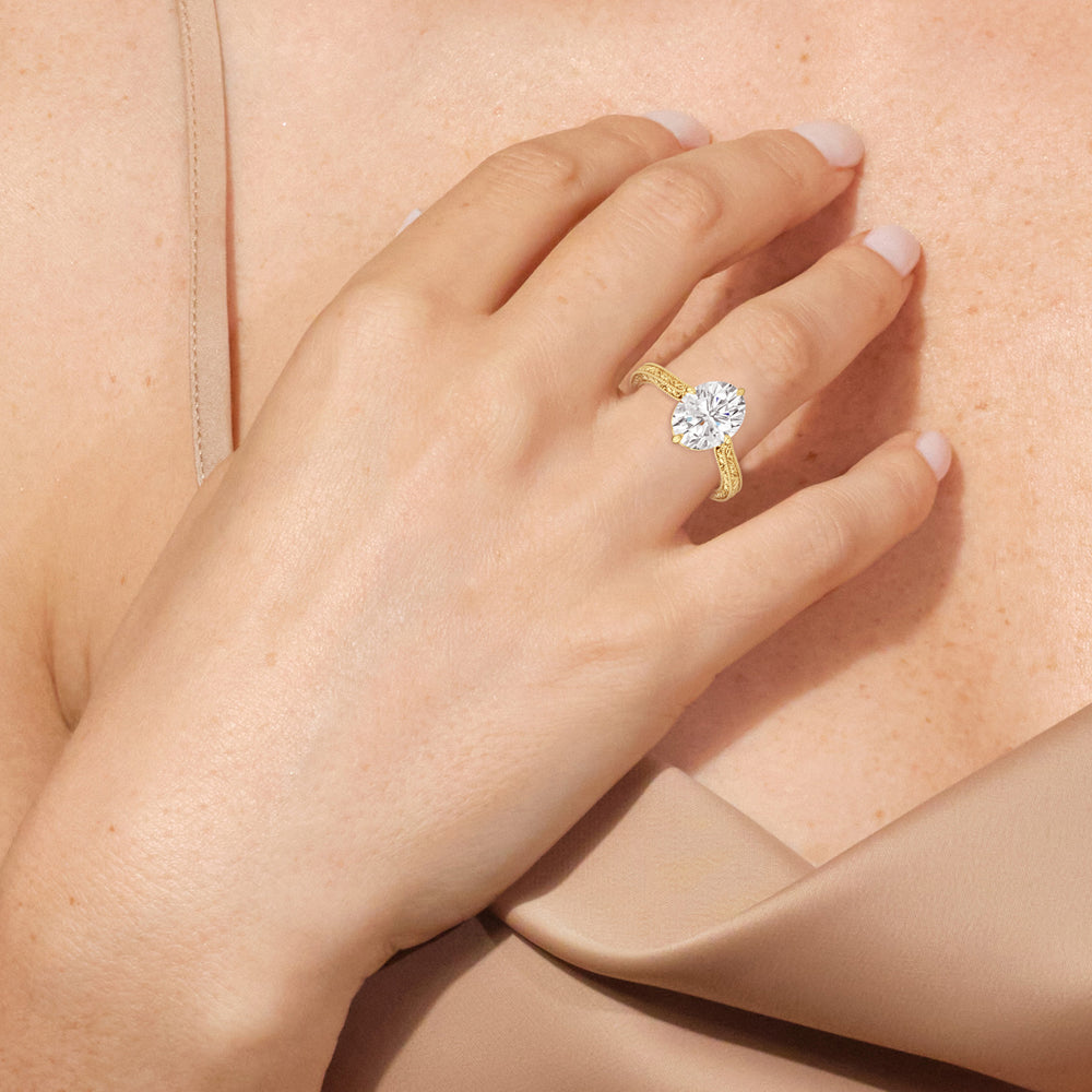 Model Wearing The Seraphine Low-Profile Ring with Lab Grown Diamond view