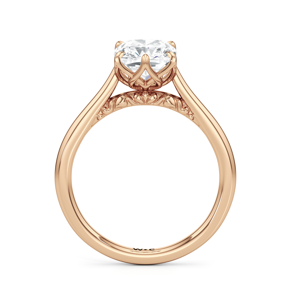 Elongated Cushion Cut The Fleur Ring with Lab Grown Diamond in 14KT Rose Gold view 2

