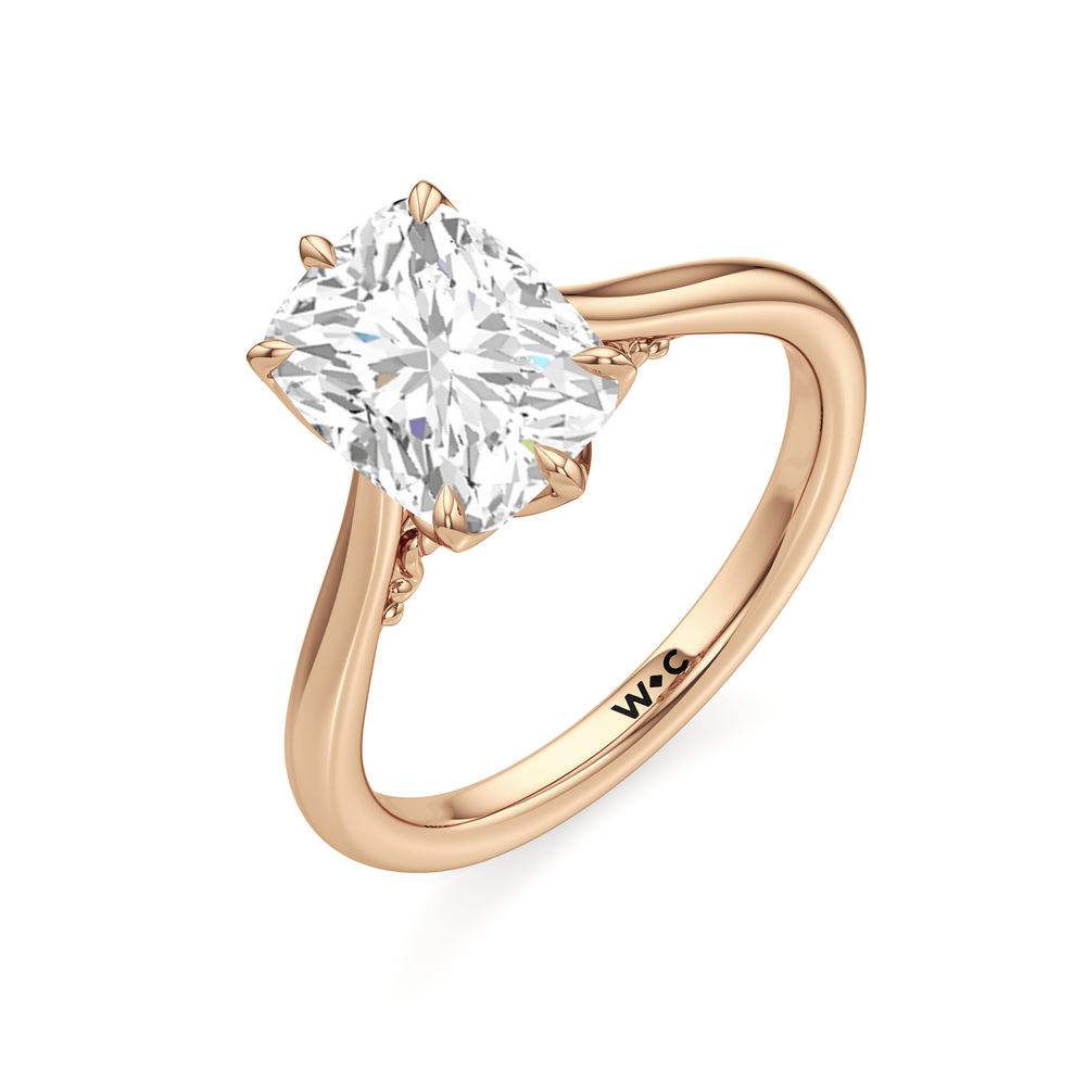 Elongated Cushion Cut The Fleur Ring with Lab Grown Diamond in 14KT Rose Gold view 3
