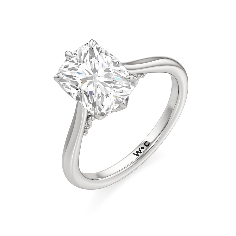 Elongated Cushion Cut The Fleur Ring with Lab Grown Diamond in 14KT Platinum view 3

