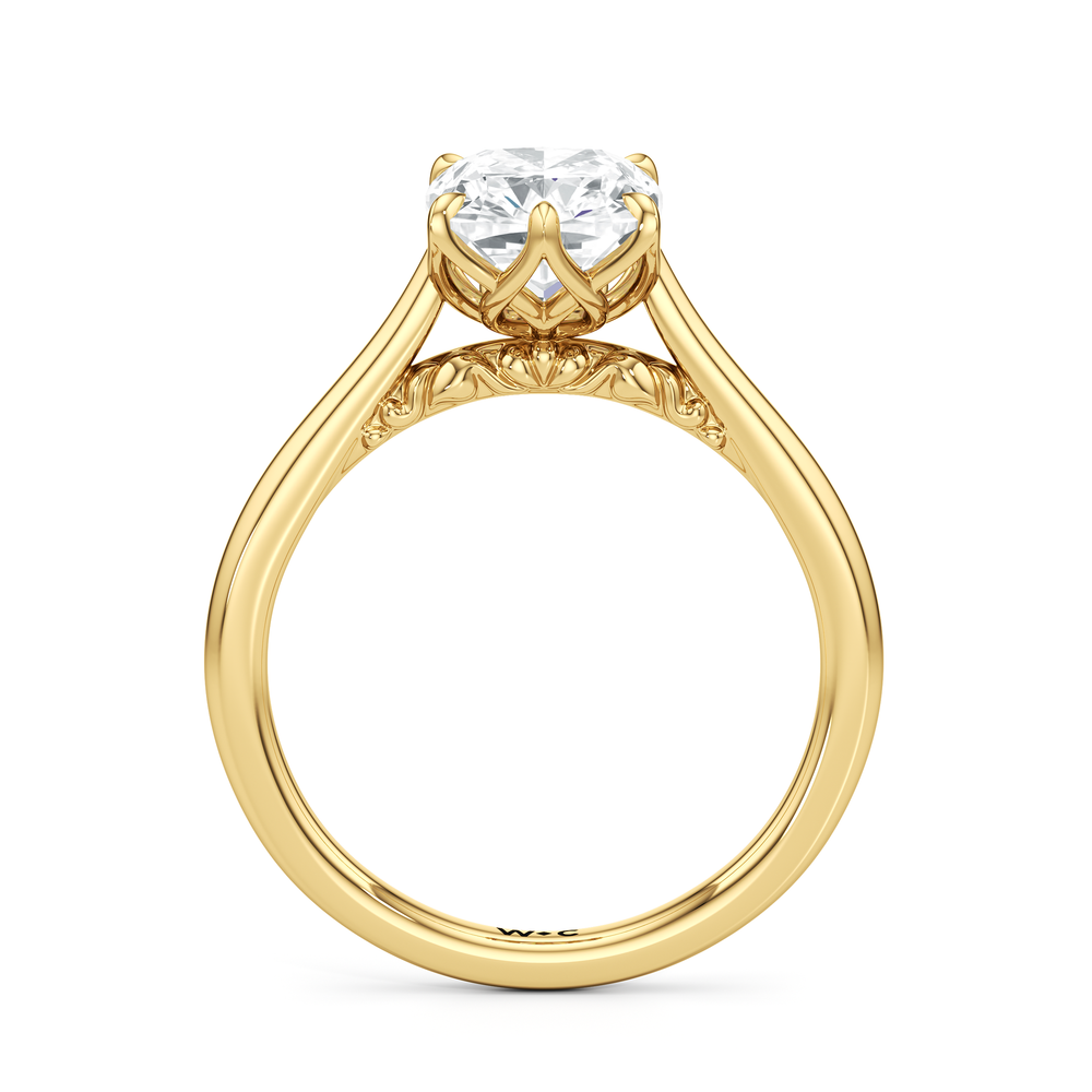 Elongated Cushion Cut The Fleur Ring with Lab Grown Diamond in 14KT Yellow Gold view 2
