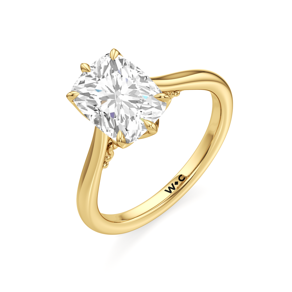 Elongated Cushion Cut The Fleur Ring with Lab Grown Diamond in 14KT Yellow Gold view 3
