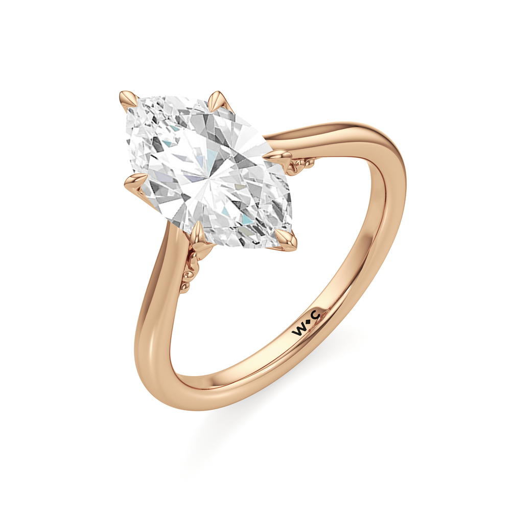 Marquise Cut The Fleur Ring with Lab Grown Diamond in 14KT Rose Gold view 3
