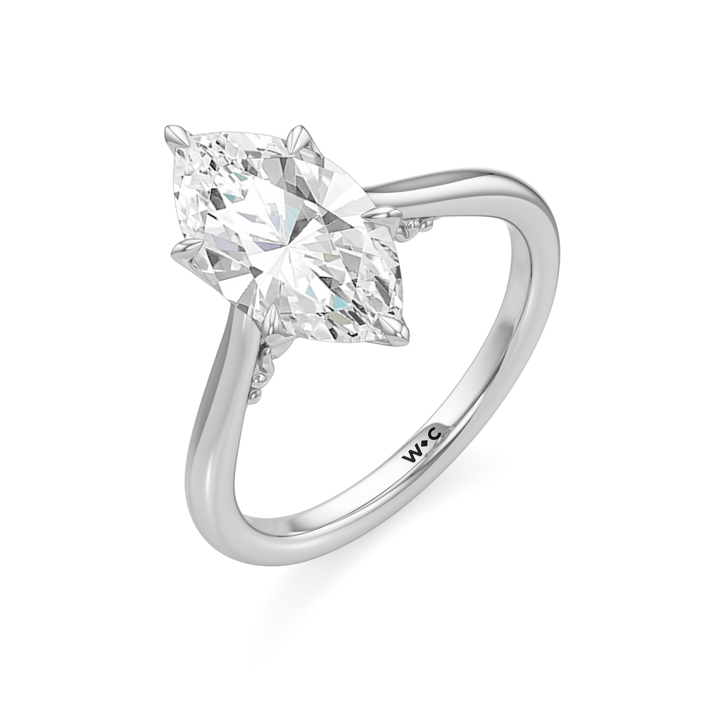 Marquise Cut The Fleur Ring with Lab Grown Diamond in 14KT Platinum view 3
