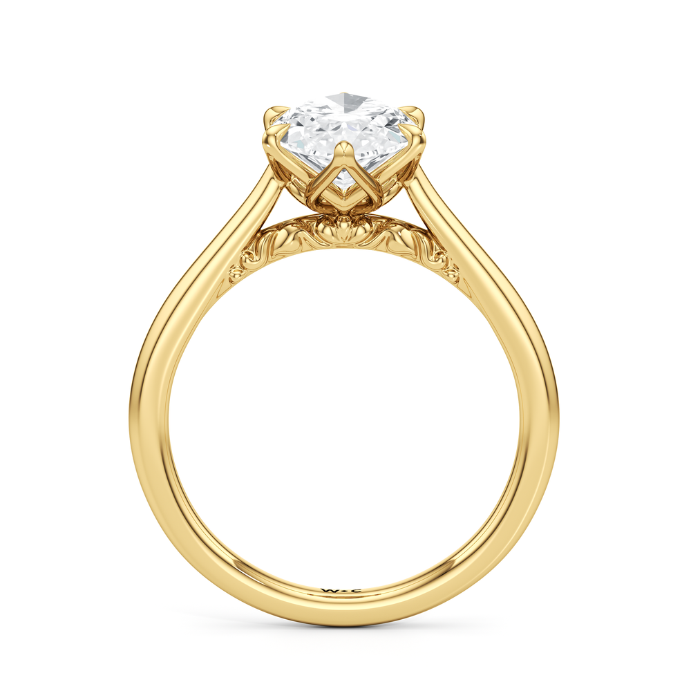 Marquise Cut The Fleur Ring with Lab Grown Diamond in 14KT Yellow Gold view 2
