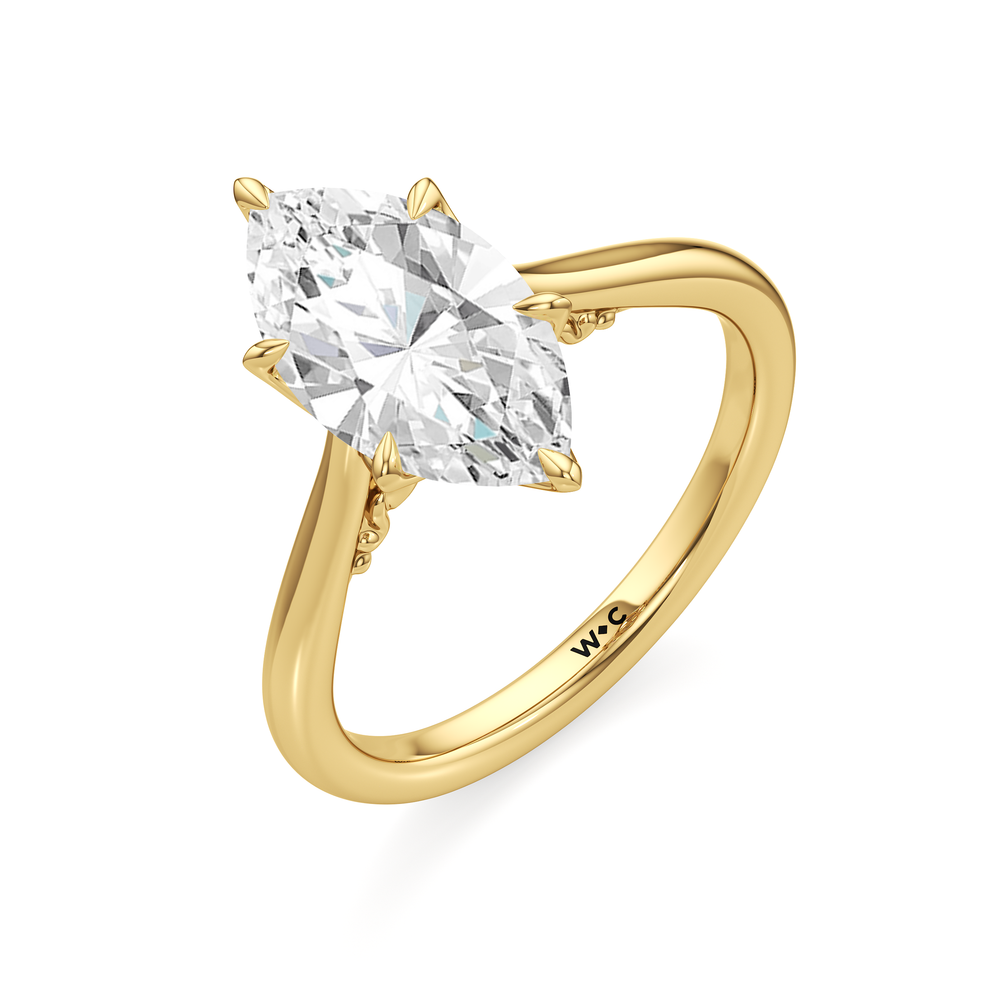 Marquise Cut The Fleur Ring with Lab Grown Diamond in 14KT Yellow Gold view 3
