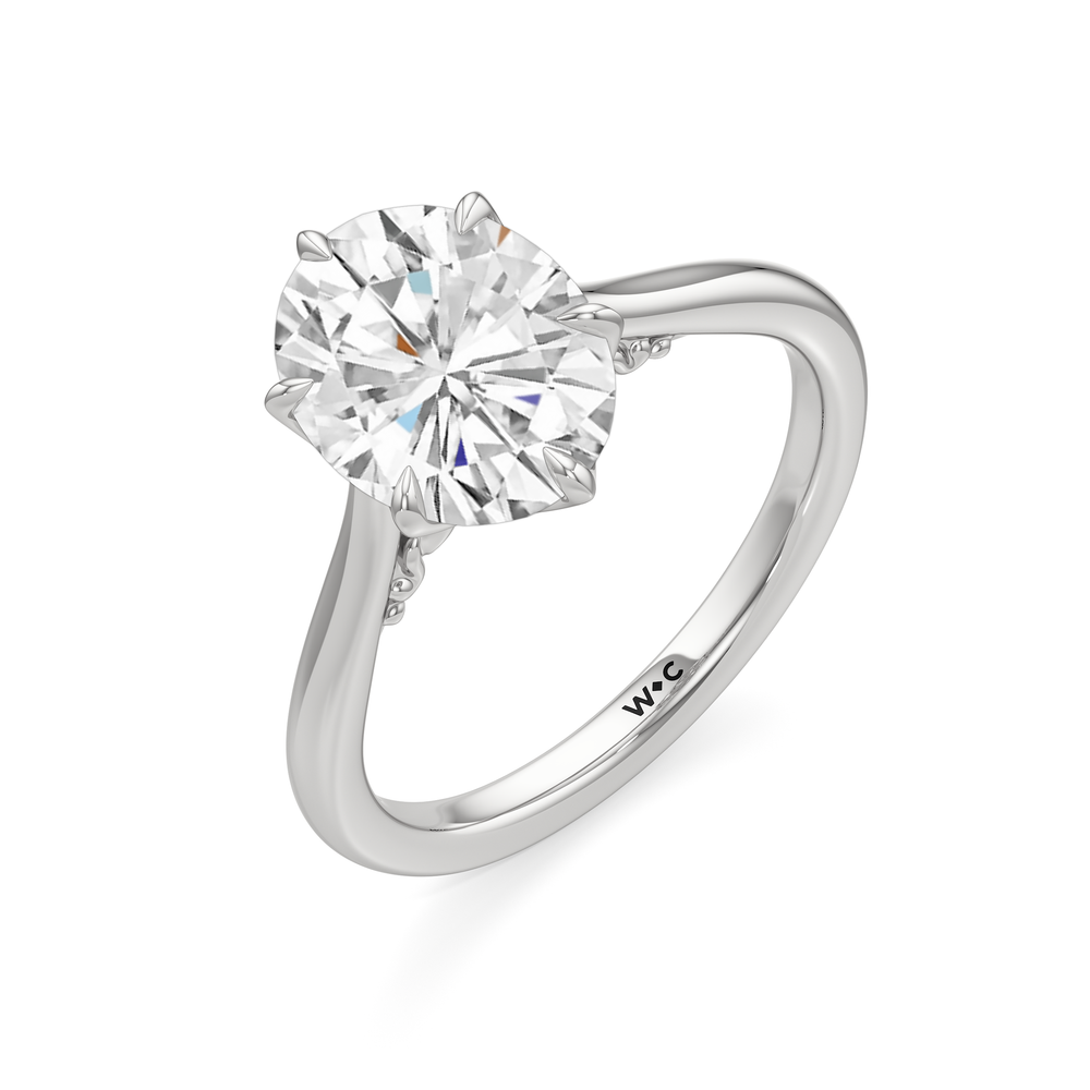 Oval Cut The Fleur Ring with Lab Grown Diamond in 14KT Platinum view 3
