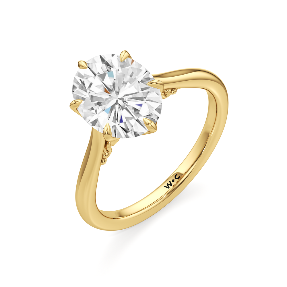 Oval Cut The Fleur Ring with Lab Grown Diamond in 14KT Yellow Gold view 3
