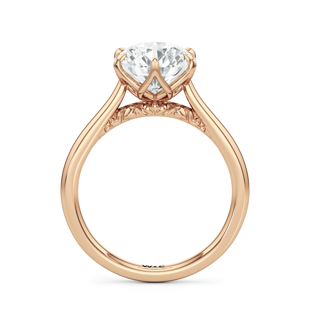 Round Cut The Fleur Ring with Lab Grown Diamond in 14KT Rose Gold view 2
