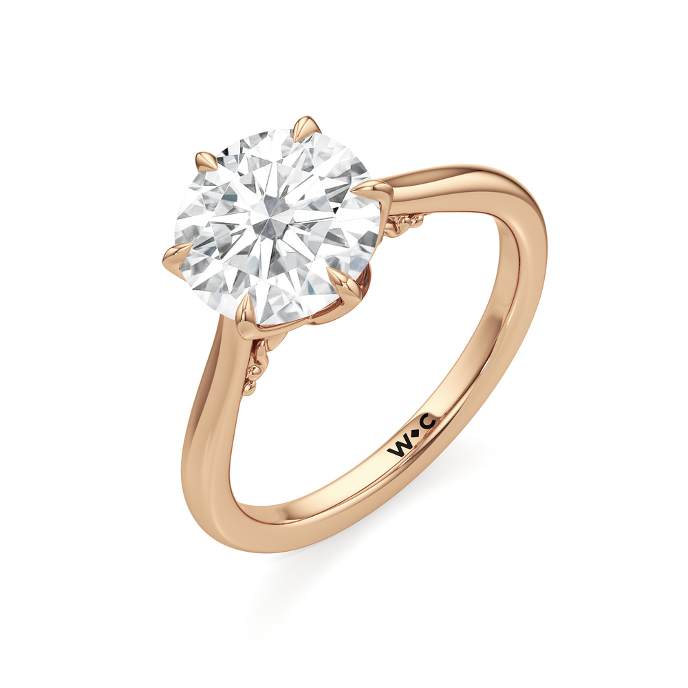 Round Cut The Fleur Ring with Lab Grown Diamond in 14KT Rose Gold view 3
