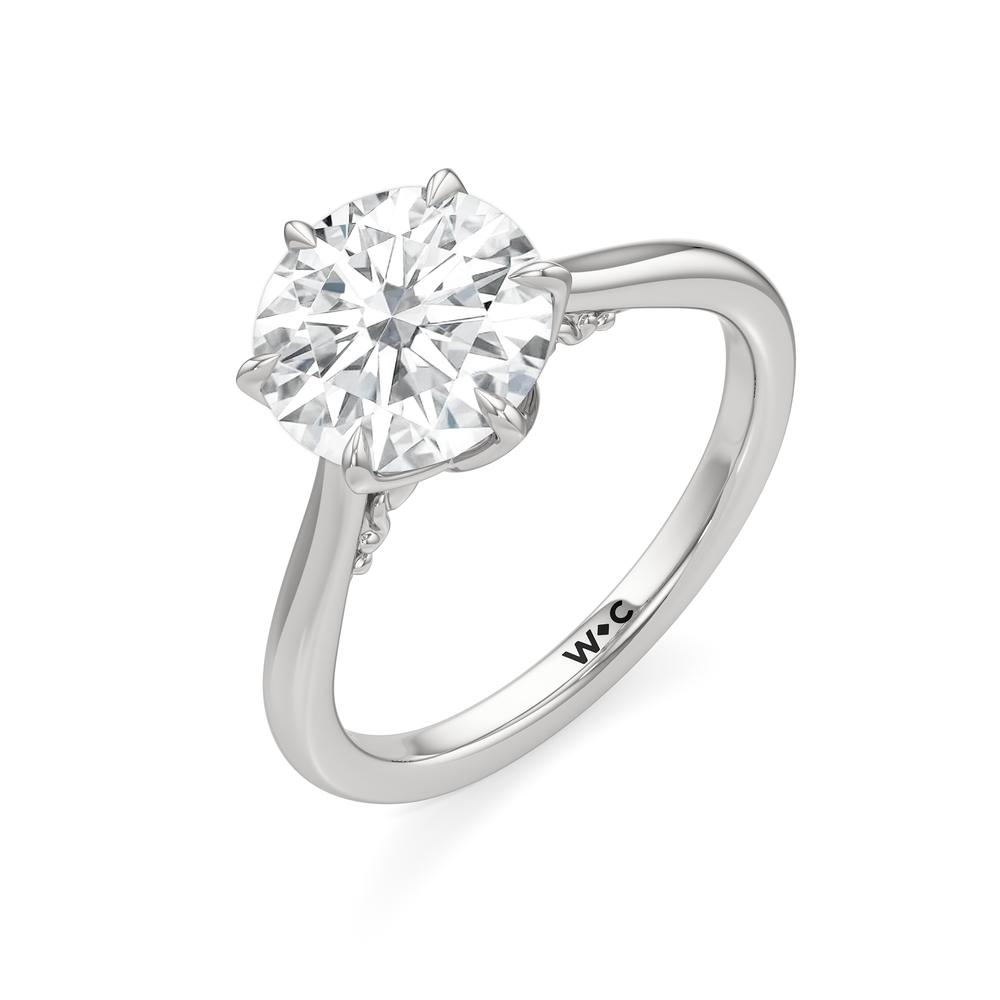 Round Cut The Fleur Ring with Lab Grown Diamond in 14KT Platinum view 3

