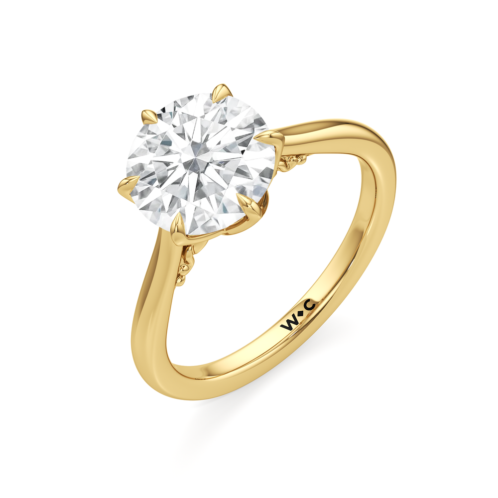 Round Cut The Fleur Ring with Lab Grown Diamond in 14KT Yellow Gold view 3
