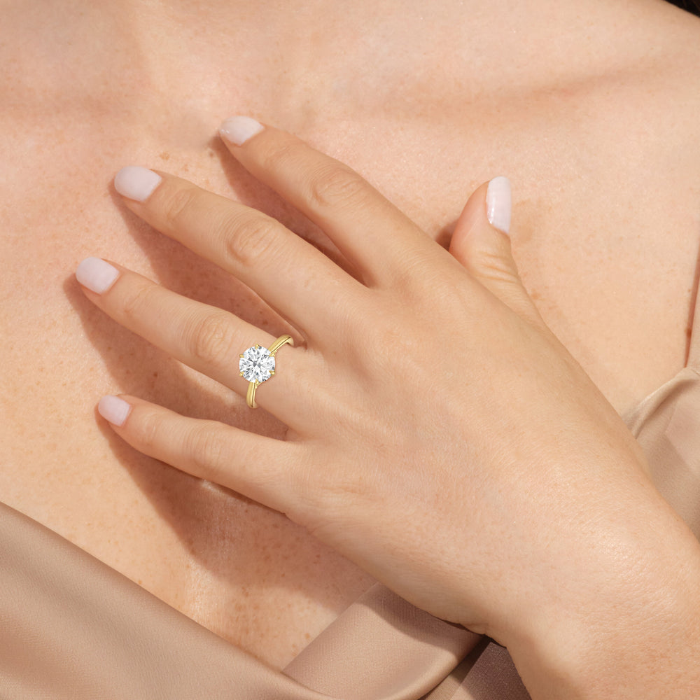 Model Wearing The Fleur Ring with Lab Grown Diamond view