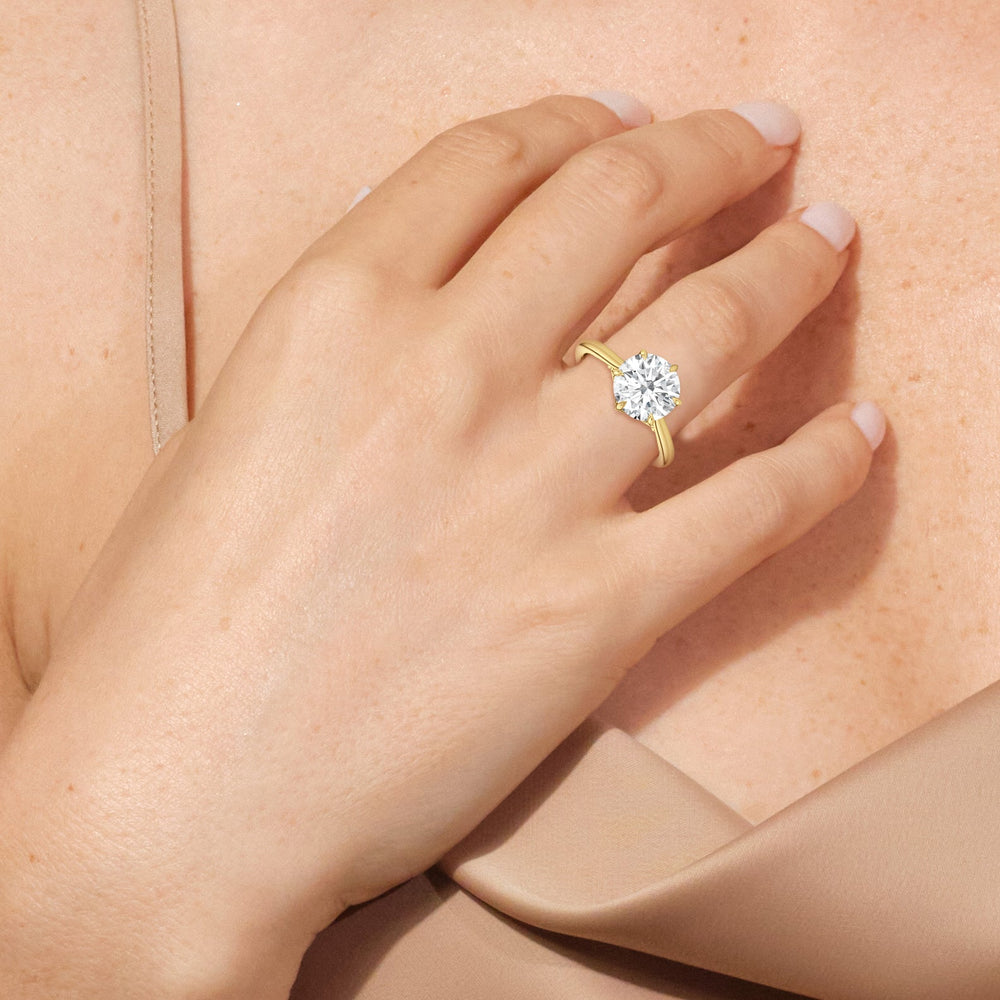 Model Wearing The Fleur Ring with Lab Grown Diamond view