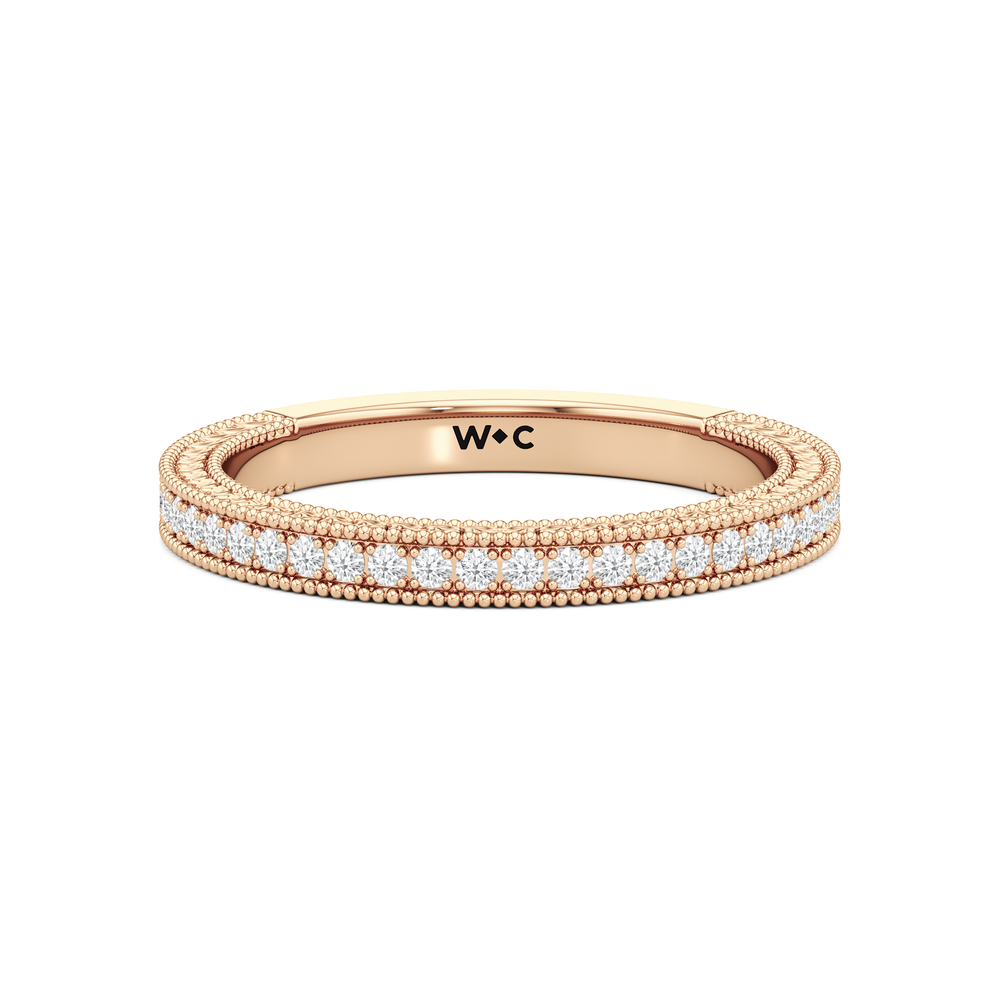 The Seraphine Wedding Band with 18KT Rose Gold Cut Diamond in 14KT Rose Gold view 2
