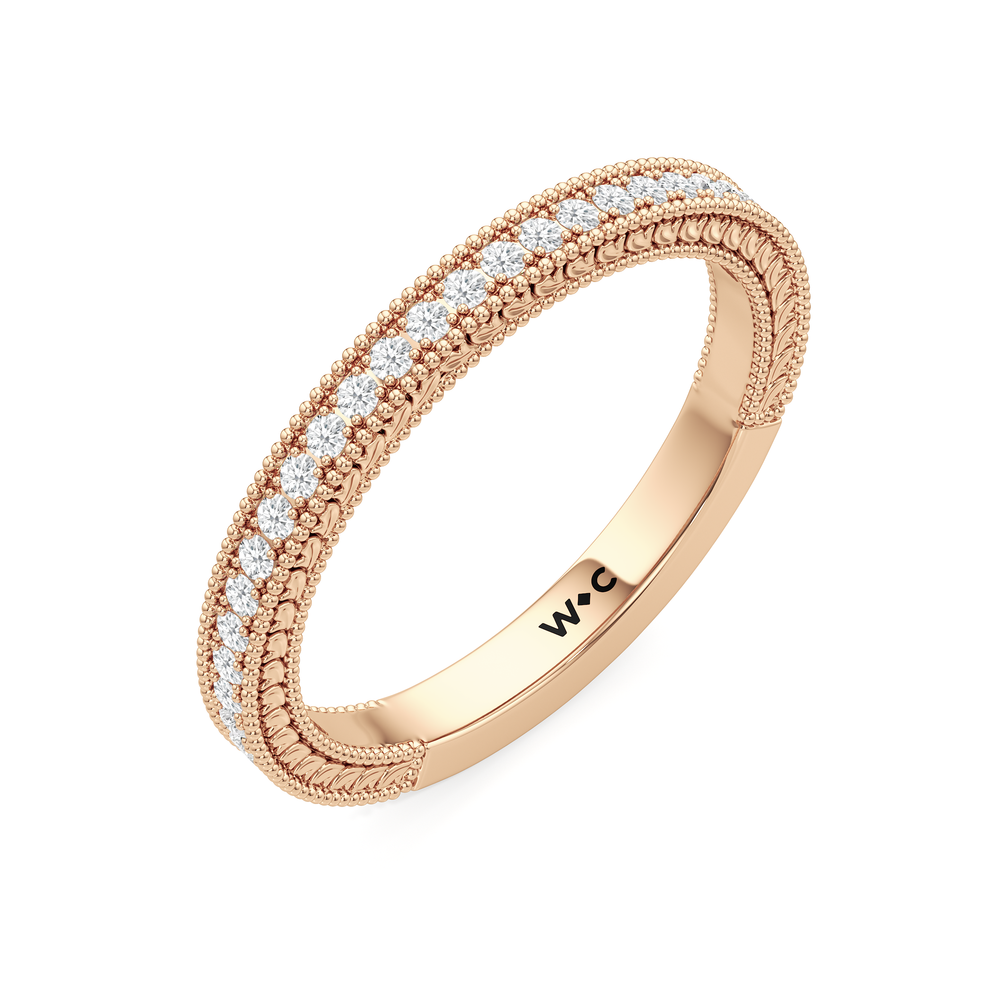 The Seraphina Diamond Wedding Band with 18KT Rose Gold Cut Diamond in 14KT Rose Gold view 4
