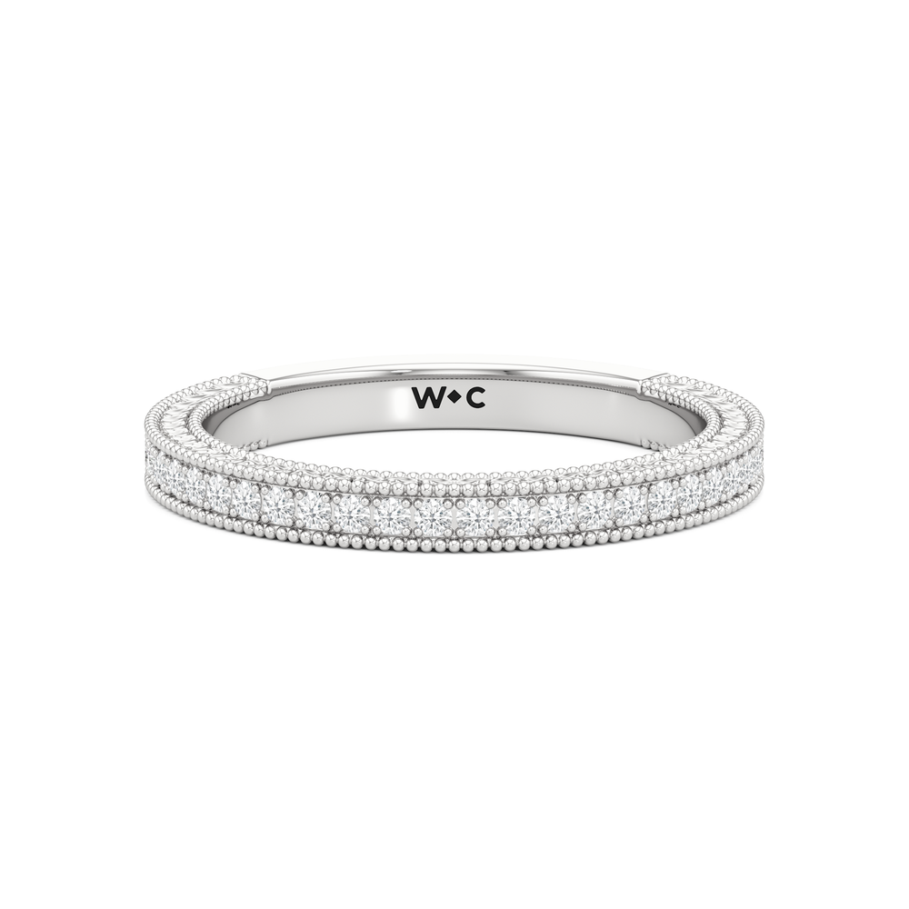 The Seraphina Diamond Wedding Band with Platinum Cut Diamond in 14KT Platinum view 1
