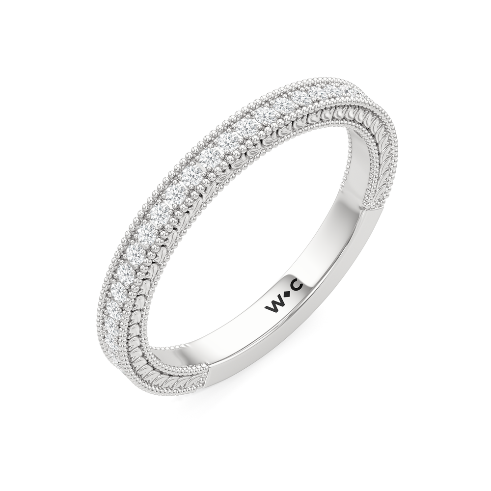 The Seraphina Diamond Wedding Band with Platinum Cut Diamond in 14KT Platinum view 4
