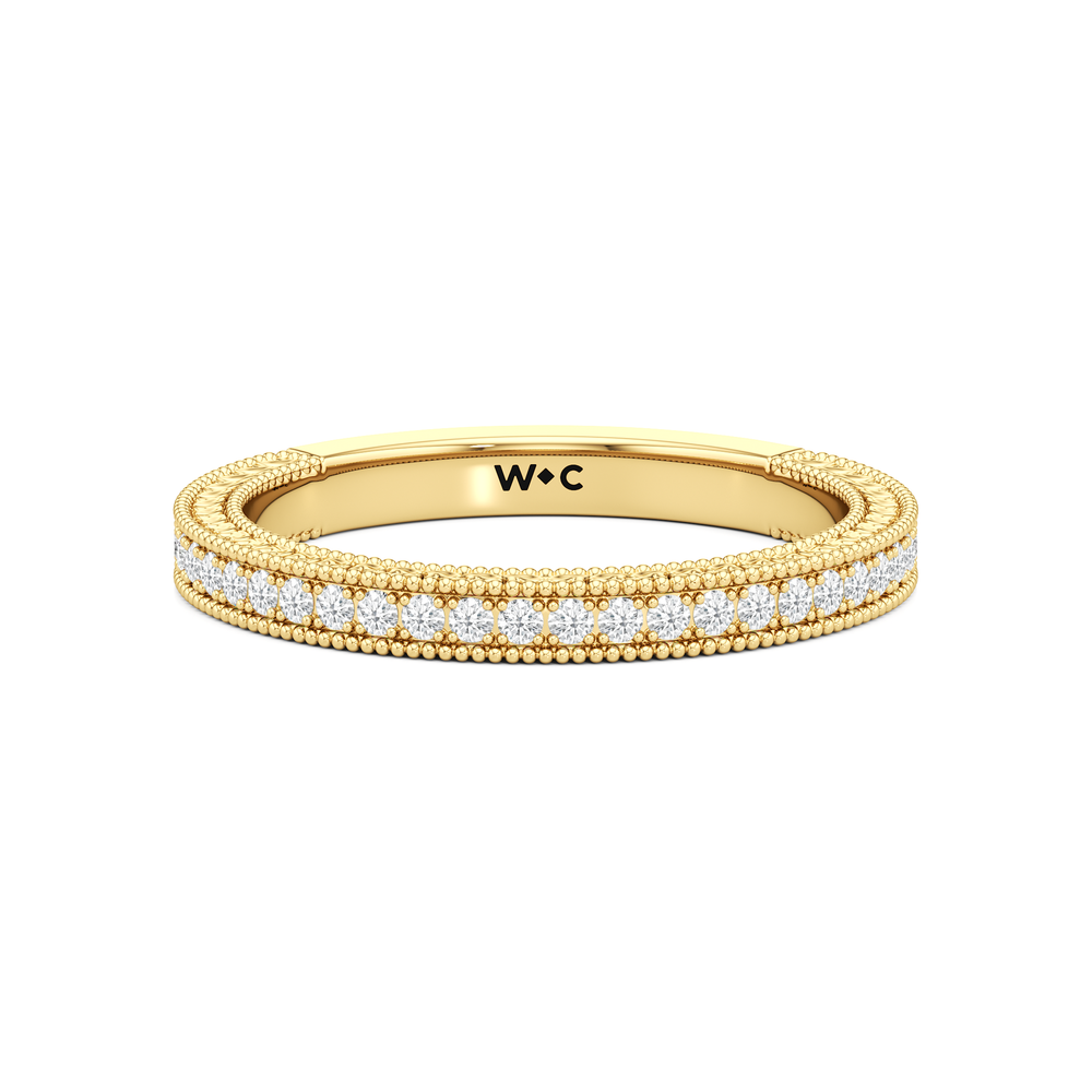 The Seraphine Wedding Band with 18KT Yellow Gold Cut Diamond in 14KT Yellow Gold view 2

