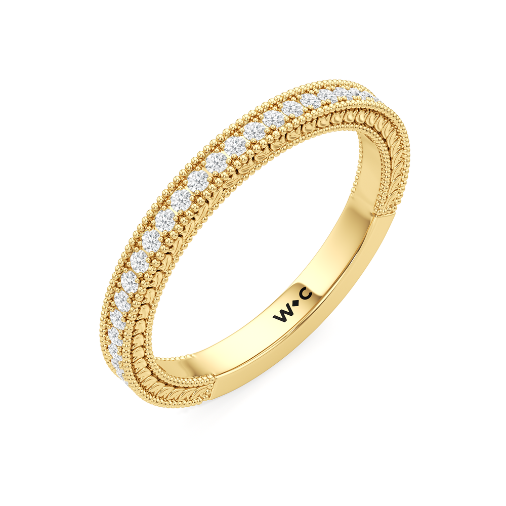 The Seraphina Diamond Wedding Band with 18KT Yellow Gold Cut Diamond in 14KT Yellow Gold view 4
