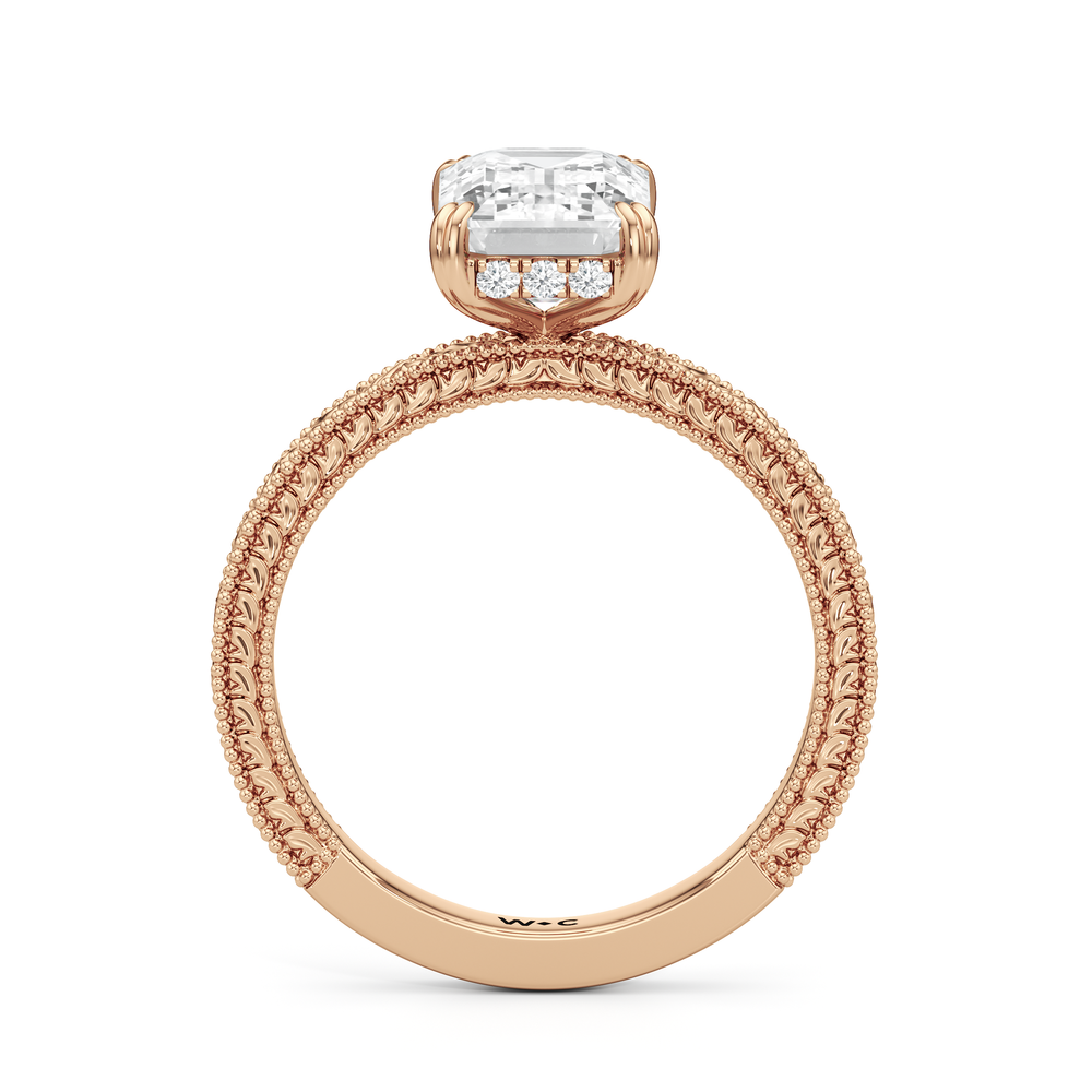 Emerald Cut The Seraphina Ring with Lab Grown Diamond in 14KT Rose Gold view 2
