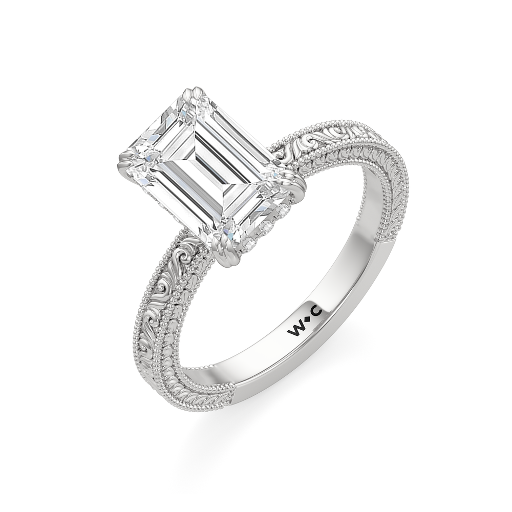Emerald Cut The Seraphina Ring with Lab Grown Diamond in 14KT Platinum view 3
