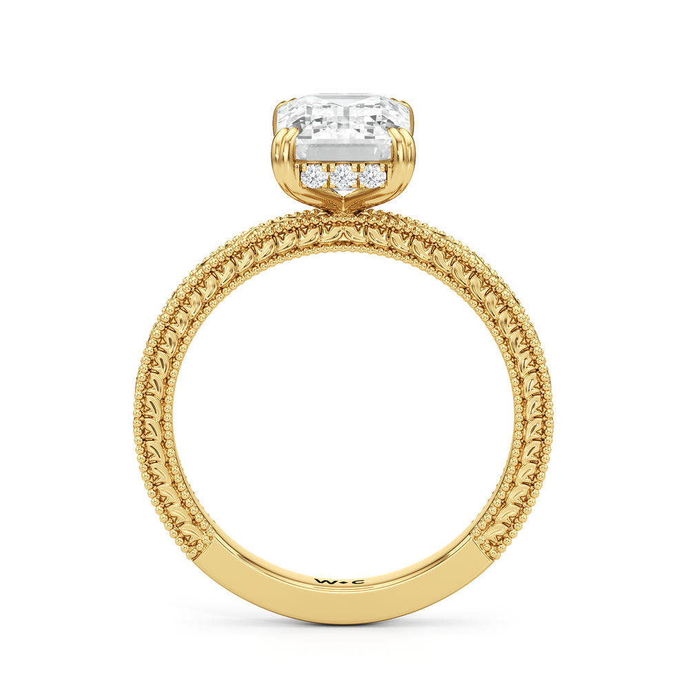 Emerald Cut The Seraphina Ring with Lab Grown Diamond in 14KT Yellow Gold view 2
