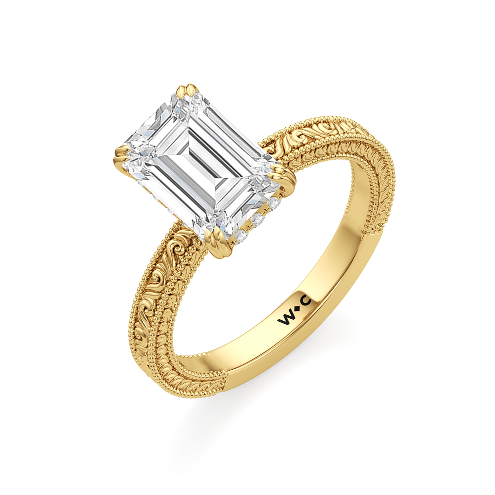 Emerald Cut The Seraphina Ring with Lab Grown Diamond in 14KT Yellow Gold view 3
