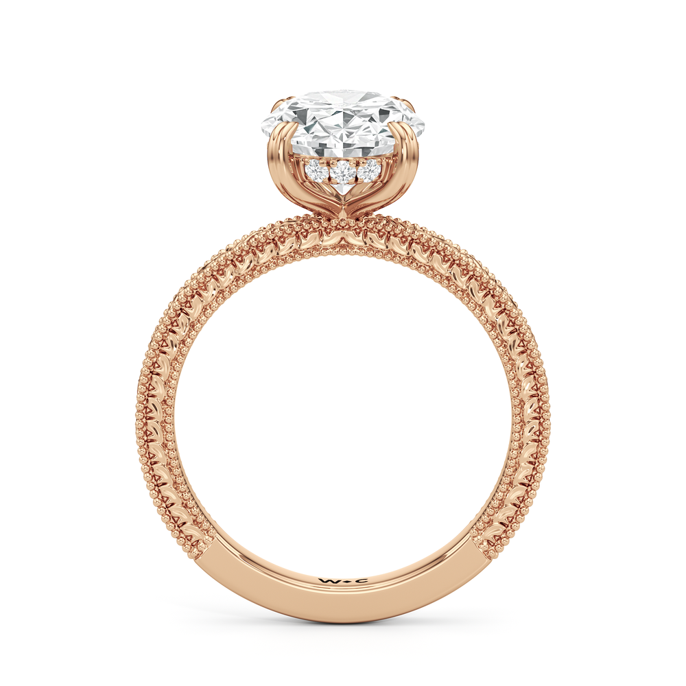 The Seraphina Ring with Oval Cut Diamond in 14KT Rose Gold view 2
