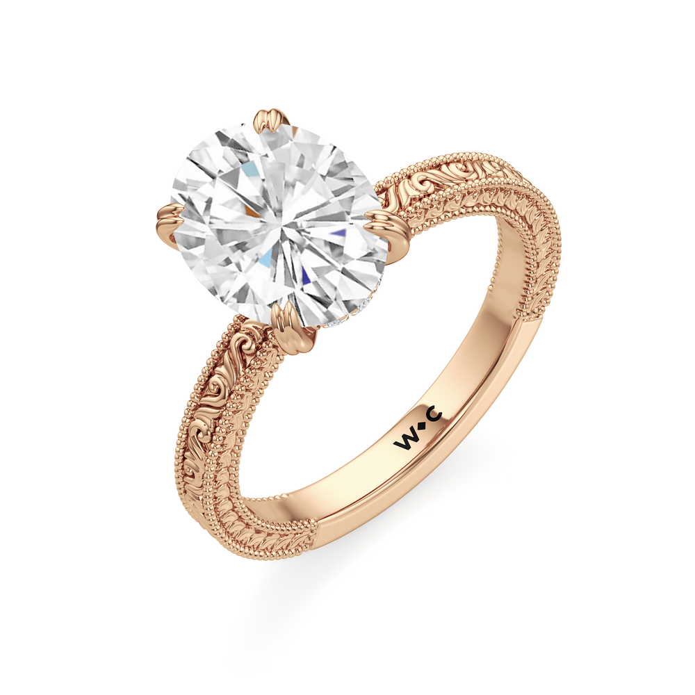 The Seraphina Ring with Oval Cut Diamond in 14KT Rose Gold view 3
