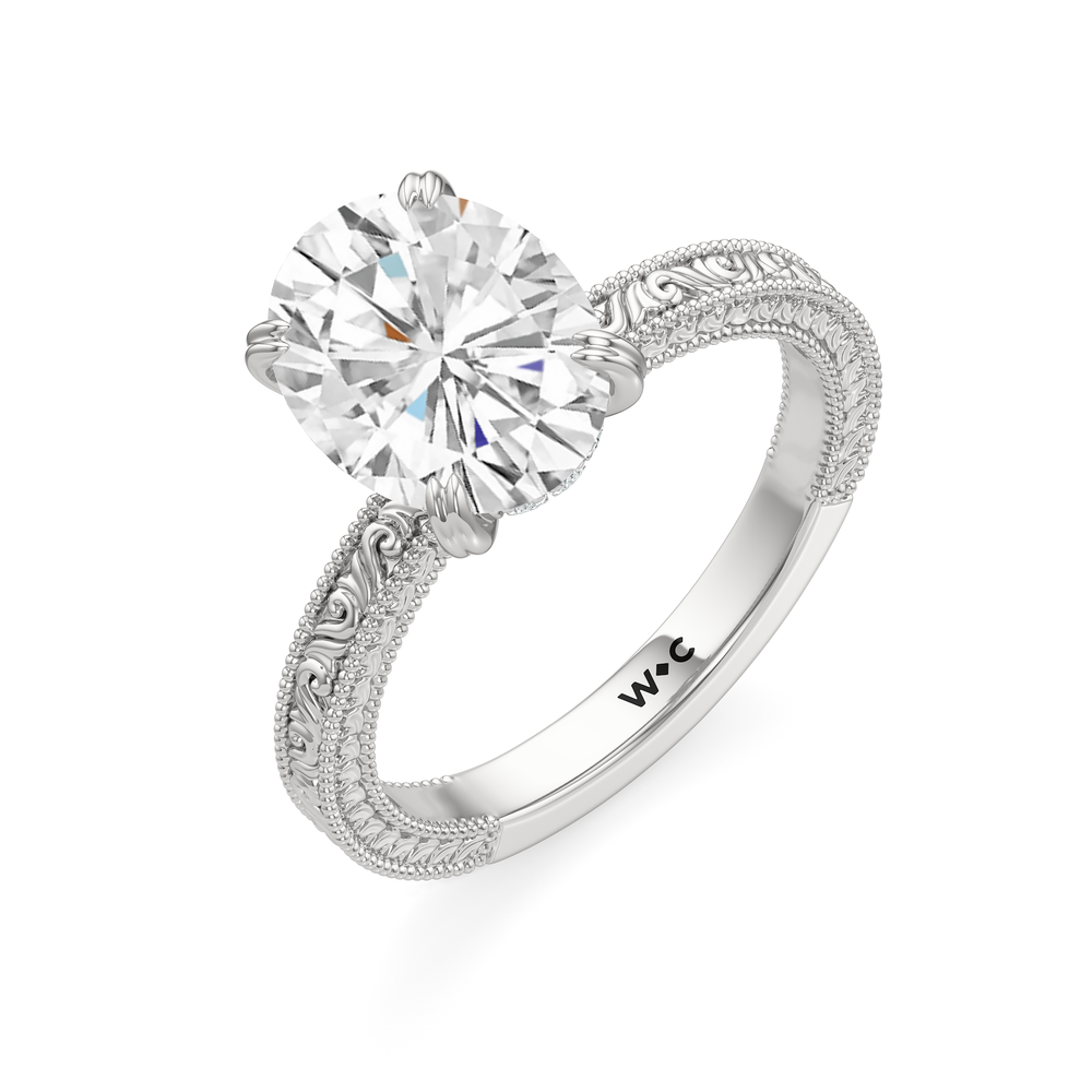 The Seraphina Ring with Oval Cut Diamond in 14KT Platinum view 3
