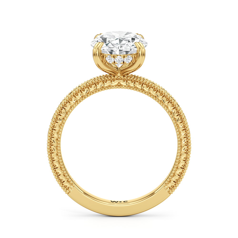 The Seraphina Ring with Oval Cut Diamond in 14KT Yellow Gold view 2
