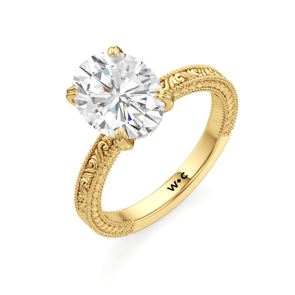 The Seraphina Ring with Oval Cut Diamond in 14KT Yellow Gold view 3
