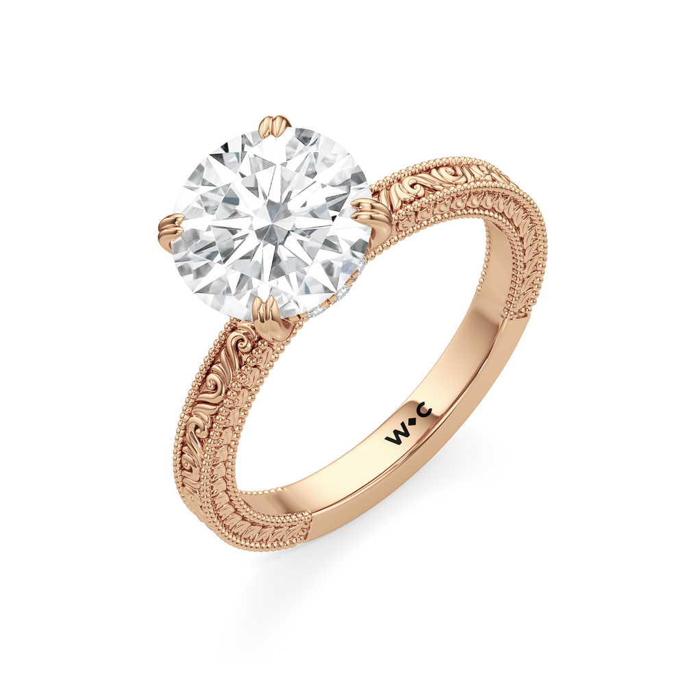 The Seraphina Ring with Round Cut Diamond in 14KT Rose Gold view 3
