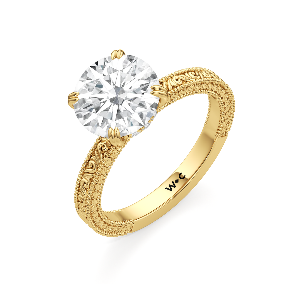 The Seraphina Ring with Round Cut Diamond in 14KT Yellow Gold view 3
