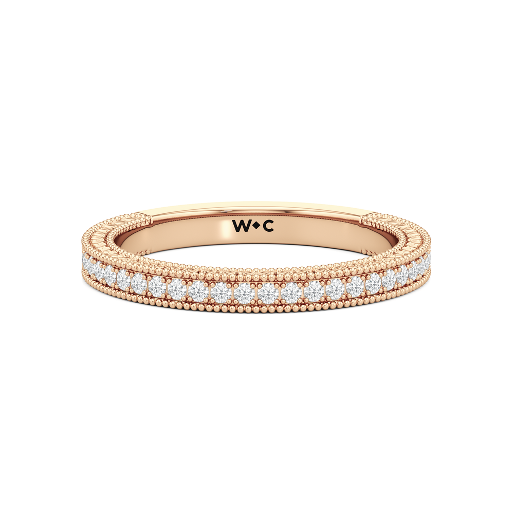 The Ophelia Diamond Wedding Band with 18KT Rose Gold Cut Diamond in 14KT Rose Gold view 1
