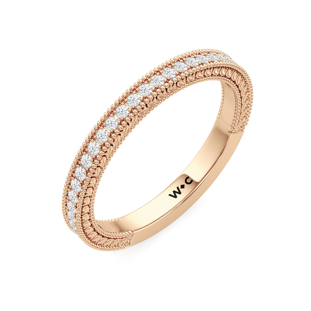 The Ophelia Diamond Wedding Band with 18KT Rose Gold Cut Diamond in 14KT Rose Gold view 4

