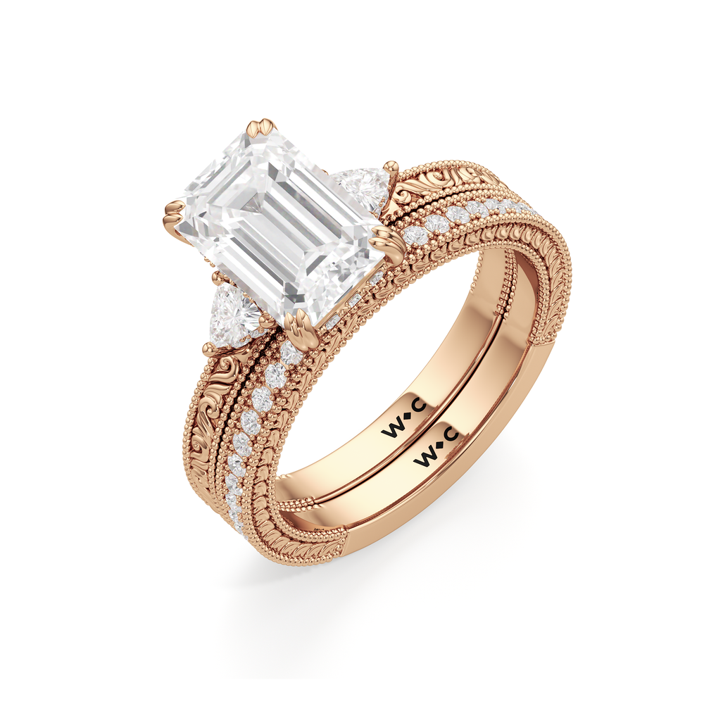 The Ophelia Ring with Elongated Cushion Cut Diamond in 14KT Rose Gold view 4
