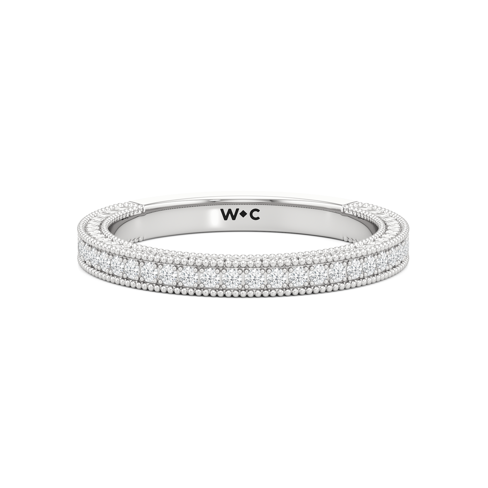 The Ophelia Diamond Wedding Band with Platinum Cut Diamond in 14KT Platinum view 1
