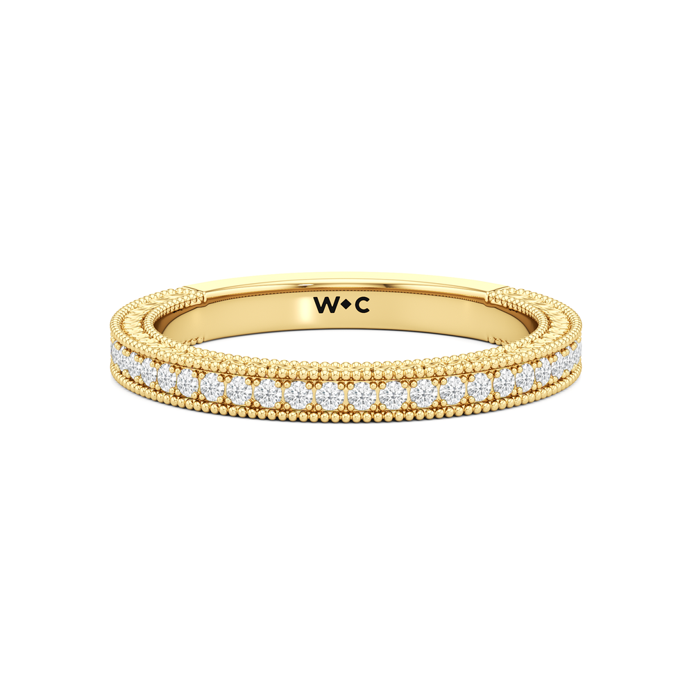 The Ophelia Diamond Wedding Band with 18KT Yellow Gold Cut Diamond in 14KT Yellow Gold view 1
