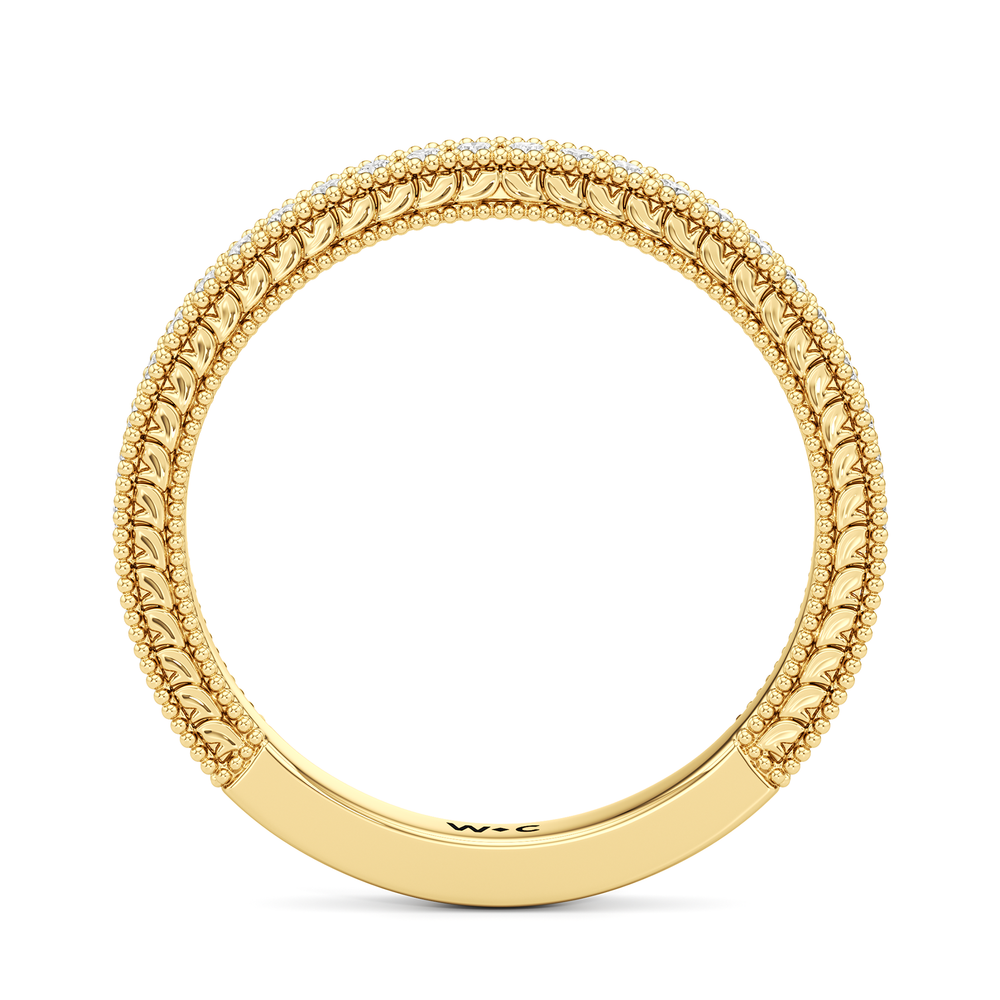 The Ophelia Diamond Wedding Band with 18KT Yellow Gold Cut Diamond in 14KT Yellow Gold view 2
