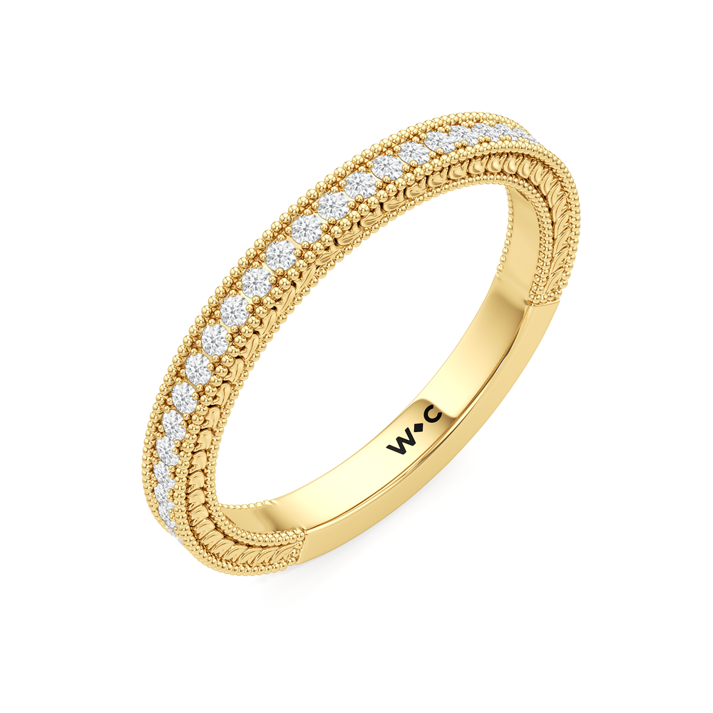The Ophelia Diamond Wedding Band with 18KT Yellow Gold Cut Diamond in 14KT Yellow Gold view 4
